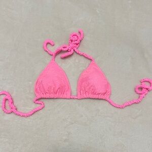 Aerie Lace & Cinch Bright Pink Bikini Top